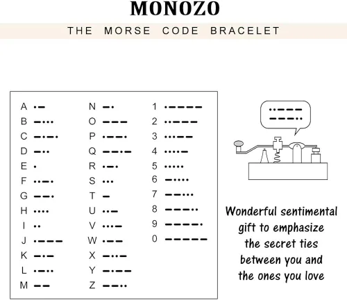 Vista 6 de MONOZO - Brazalete de código morse para mujer, cuentas de plata esterlina S925, brazalete de hilo de código morse, regalos inspiracionales