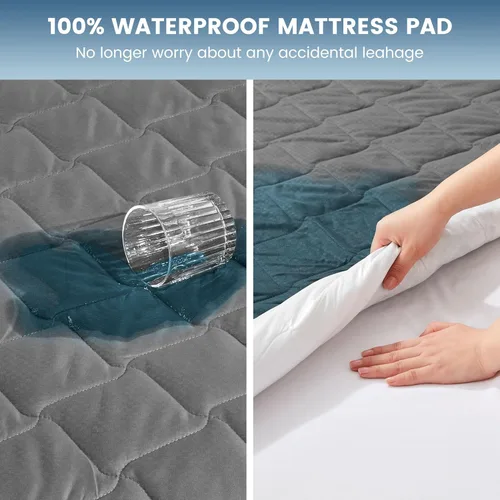 Vista 2 de SLEEP ZONE Protector de Colchón Impermeable Almohadilla Twin Lavable a Máquina, Cubrecolchón Transpirable con Bolsillos Profundos, Uso en Todas