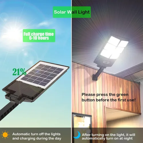 Vista 2 de Luces solares de 150 W para exteriores, sensor de movimiento de luz de inundación LED de 8000 lm con control remoto, 3 modos de luz solar de calle
