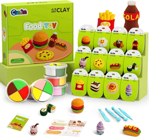 Vista 9 de Kits de arcilla seca al aire – 12 cajas de arcilla mágica de modelado para niños, juego de manualidades de arcilla para moldear temática
