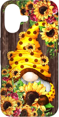 Yellow Sunflower Gnome for Women Cute Summer Flower Pattern Case for iPhone 17