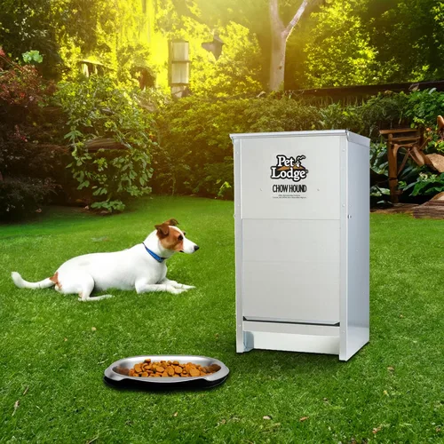 Vista 5 de Little Giant Chow Hound - Comedero automático automático para perros de calibre pesado de acero para interiores y exteriores, capacidad de 25