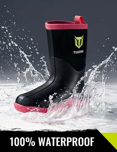 Vista 4 de TIDEWE Botas de goma para mujer con vástago de acero, neopreno de 0.236 pulgadas (0.236 in), impermeables, aisladas, botas de lluvia a media