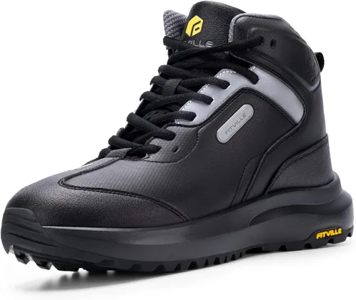 FitVille Men's Extra Wide Hiking Boots High-top Outdoor Walking Shoes Trekking Boots with Arch Support for Heel Pain Relief - Rugged Core