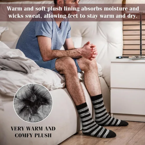 Vista 5 de 2-4 Pairs Thermal Socks for Men Thick Insulated Heated Socks Winter Warm Socks for Cold Weather