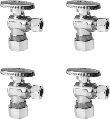 Vista 8 de EFIELD Válvula de parada angular de 1/2" nominal (5/8" OD) Compresión x 3/8" OD, 1/4-Turn, Certificado UPC, (VALVE116)