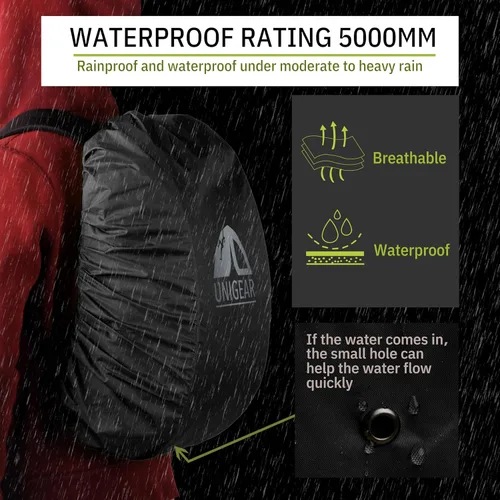Vista 2 de Cubierta para mochila Unigear a prueba de lluvia Impermeable con clasificación de 5000mm Ultraportátil y duradera con 2 correas de hebilla