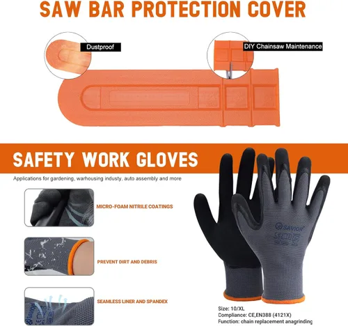 Vista 4 de Savior Cadena de motosierra de 12 pulgadas con barra de 45 eslabones de transmisión calibre .043 3/8 LP para Dewalt DCCS620B DCCS620P1 Craftsman