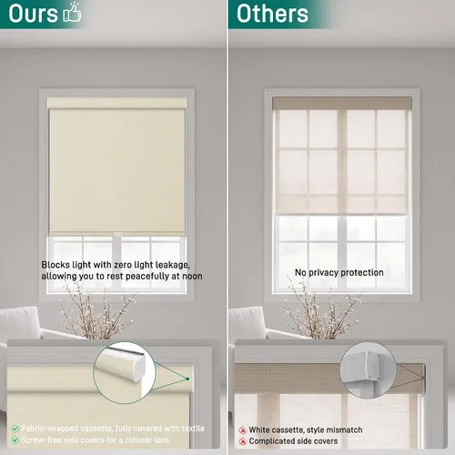 Vista 6 de Persianas enrollables opacas y cortinas sin cordones para ventanas con tela jacquard, protección UV, con aislamiento térmico, persianas
