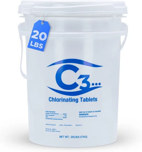 Vista 11 de C3 Pestañas de cloro estabilizadas de 3 pulgadas para piscinas Fácil de usar para piscinas sobre el suelo o enterradas Tabletas de cloro