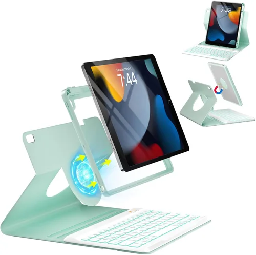 Vista 13 de OYEEICE Funda para iPad de 9ª generación con teclado de 10.2 pulgadas 2021, teclado BT desmontable con magnético, funda para iPad Air de 3ª