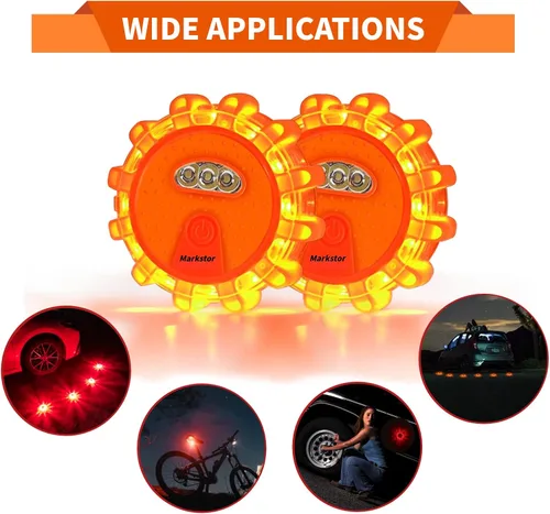 Vista 5 de Paquete de 12 luces LED de carretera impermeables para carretera, kit de luces de emergencia para automóviles, camiones, barcos con gancho, luces