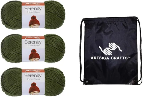 Vista 17 de Premier Yarns Serenity Chunky Solid Smoke 700-41 (3 madejas, el mismo lote de tinte) - Hilo acrílico grueso y voluminoso #5 para ganchillo y tejer