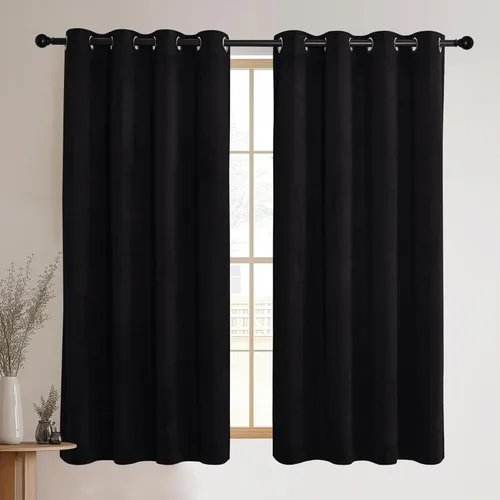 Vista 44 de NICETOWN Cortinas de terciopelo beige 100% opacas de 84 pulgadas de largo, 52 pulgadas de ancho, 2 paneles para dormitorio y sala de estar, cortinas