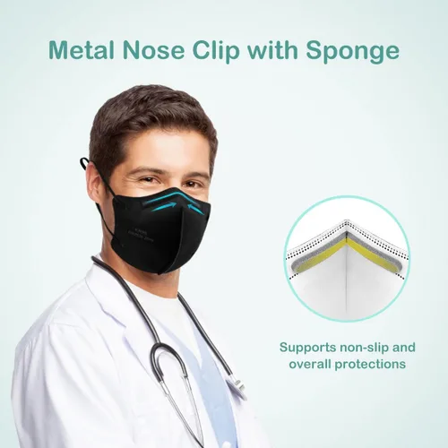 Vista 6 de Mascarillas KN95 ajustables, mascarillas respiradoras desechables de 5 capas con cintas ajustables para las orejas, envueltas individualmente