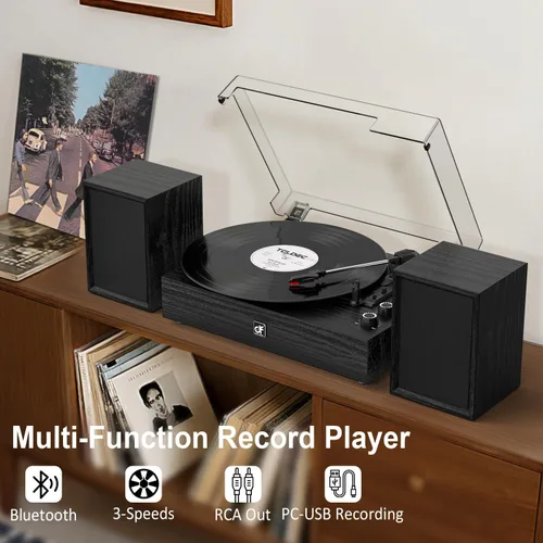 Vista 3 de Tocadiscos Bluetooth con altavoces externos con transmisión por correa