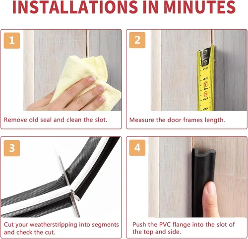 Vista 7 de Tira de sellado de puerta de alcance de 19.7 pies de largo, burlete de repuesto en forma de V para aislamiento de marco de puerta, fácil de cortar a