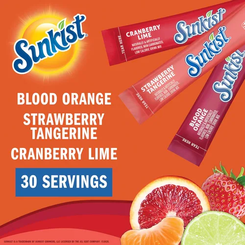 Vista 3 de Sunkist Soda paquete variado, Singles To Go VIT C (30 palitos en total)