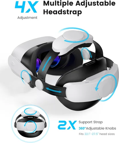 Vista 4 de Kawaye Correa para la cabeza Meta Quest 3SQuest 2Quest 3, doble perilla ajustable Elite correa de repuesto, correa para auriculares VR con dos