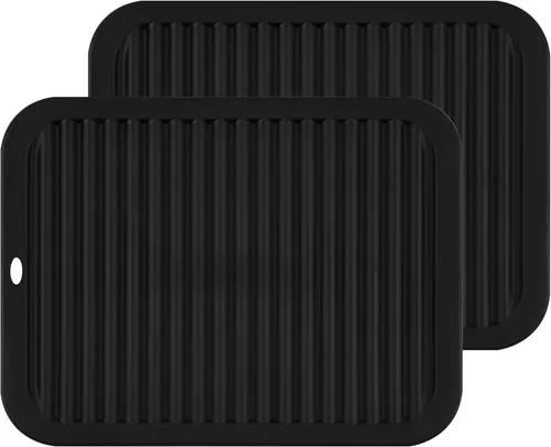 Vista 13 de Juego de 2 salvamanteles de silicona de 9 x 12 pulgadas, multiuso, antideslizantes, flexibles, duraderos, resistentes al calor, color rojo, verde