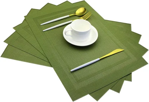 Vista 50 de PIGCHCY Juego de 6 manteles individuales en forma de cuña con centro de mesa, redondos, lavables, resistentes al calor, manteles individuales