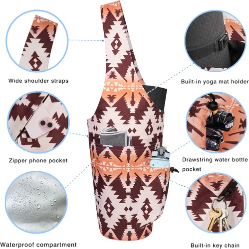 Vista 2 de Bolsa para Esterilla de Yoga - Bolsa Transportadora Tipo Tote Larga de Gran Apertura para Esterilla de Yoga con Bolsillo Impermeable con Cremallera