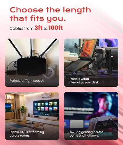 Vista 9 de LINKUP Cable Ethernet Cat 8 Cable largo de Internet Conexión LAN de alta velocidad Conectores RJ45 Uso con Cat 5/Cat 6/Cat 7 Óptimo