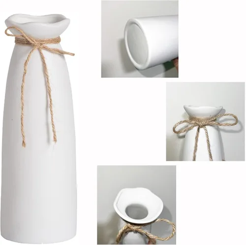 Vista 6 de Florero de cerámica blanca - Florero para flores, florero para flores secas para decoración moderna del hogar, apto para vestíbulo, sala de estar