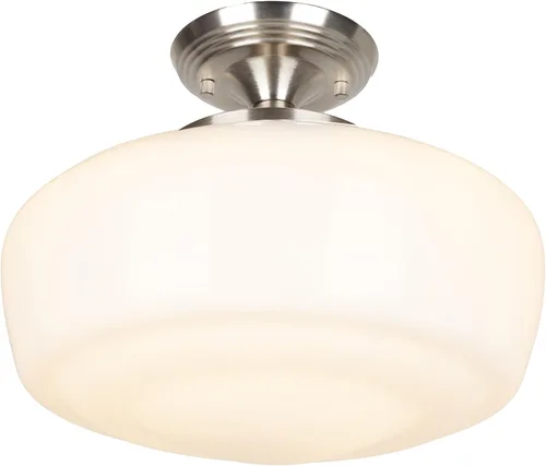 Vista 10 de Lámpara de techo estilo casa escolar semiempotrada con bombilla regulable y control remoto, lámpara de techo moderna dorada de 12" con pantalla