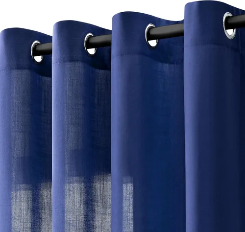 Vista 21 de Cortinas de lino verde aguamarina de 84 pulgadas de largo, 2 paneles para sala de estar y dormitorio, cortinas transparentes de filtrado de luz