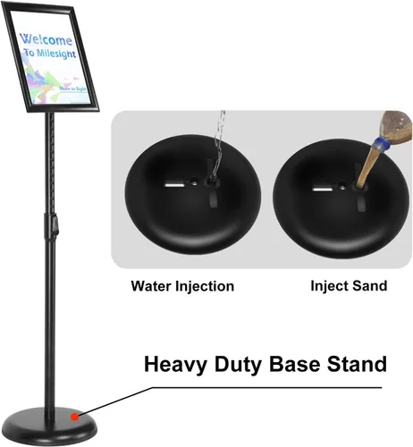 Vista 5 de Soporte ajustable para carteles de alta resistencia, soporte de aluminio abierto para 8.5 x 11 pulgadas, vista vertical y horizontal, utilizado