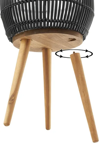 Vista 5 de Maceta Casafield para Interior con Soporte, Maceta de Piso Negra con Patas de Madera, Gran Cubierta de Maceta con Forro para Plantas de Casa Negro