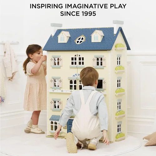 Vista 12 de Le Toy Van - Casa de muñecas grande de madera Palace House Ideal como regalo Juego de casa de muñecas de madera de 5 plantas - Adecuado