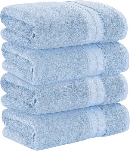 Vista 3 de Modern Threads Paquete de 4 Sábanas de Baño SpunLoft Azul 35x66 pulgadas