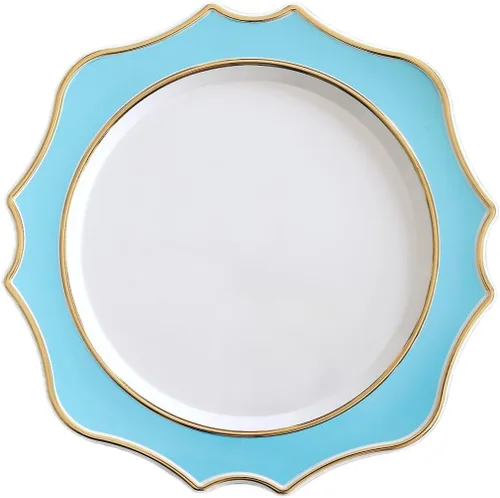 Vista 9 de OCCASIONS" - 10 piezas de platos base de plástico festoneados desechables/reutilizables de 13.25 pulgadas para bodas