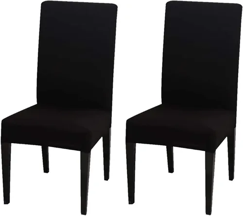 Vista 22 de Chickwin Paquete de 4 fundas para sillas de comedor, color amarillo, elásticas Parsons, fundas para sillas de comedor, con respaldo alto, sin