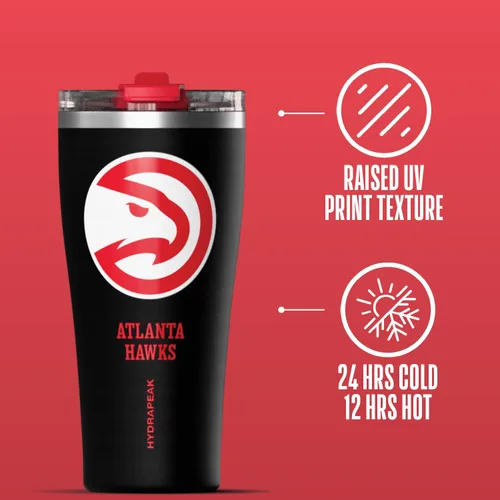 Vista 5 de Hydrapeak Vaso de acero inoxidable con licencia oficial de la NBA Atlanta Hawks Roamer de 25 onzas, vasos aislados, botella de agua con popote