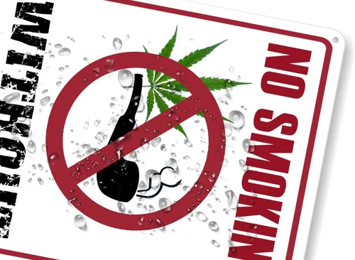 Vista 3 de Letrero de metal vintage rústico con texto en inglés "NO Smoking Without Me" de marihuana de 8 x 12 pulgadas para garaje 420 Garaje Man Cave Yard
