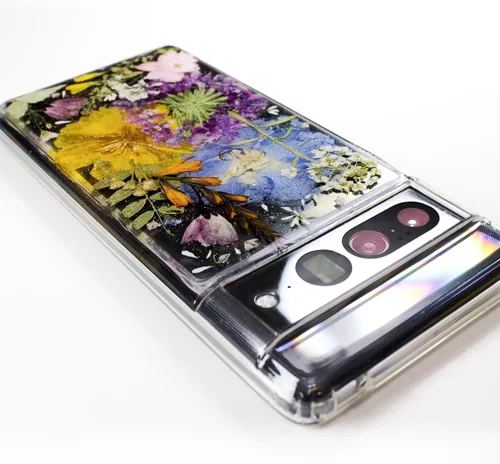Vista 4 de Pressed flower foral Phone cases cover for Google Pixel 6 pro skin cover case, Protective clear Bumper case Soft silicone rigid back