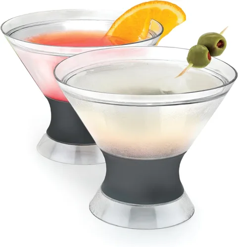 Vista 14 de HOST Freeze - Tazas de enfriamiento aisladas para Martini, juego de 2 vasos de cóctel de plástico con gel congelador de doble pared sin tallo, 9 oz