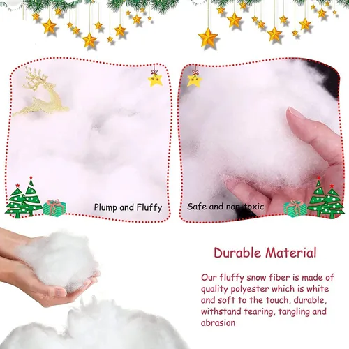Vista 3 de Decoración de Nieve Falsa de Navidad, Nieve Artificial de Fibra de Algodón Esponjosa para Decoración de Interiores, Mantas de Nieve Resistentes a