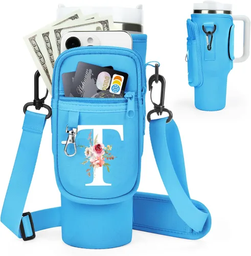 Vista 55 de Initial Water Bottle Holder with Strap for Stanley Cup Accessories 40 oz Tumbler/Simple Modern Tumbler Bag, Water Bottle Carrier Bag with Strap for