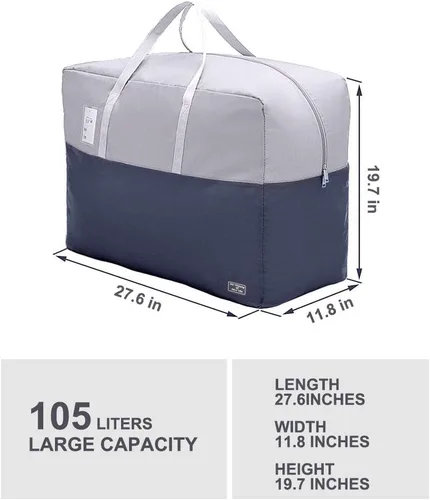 Vista 3 de Bolsas de almacenamiento de ropa de 105L, 2 bolsas de almacenamiento de edredón para mantas y edredones, ropa de cama, suéteres, almohadas, bolsas