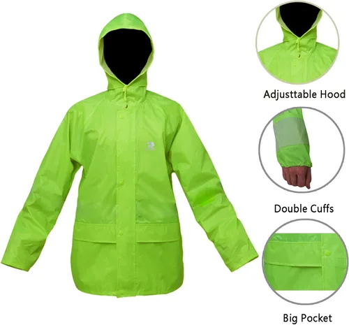 Vista 2 de Niruoxn Trajes de lluvia para hombres y mujeres, equipo de lluvia ligero, chaqueta impermeable con pantalones