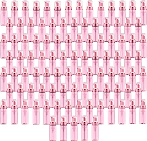 Vista 8 de Lil Ray 50 botellas de espuma negra con bomba dorada, dispensadores de espuma de viaje vacíos para jabón de manos, champú de pestañas (2 onzas)