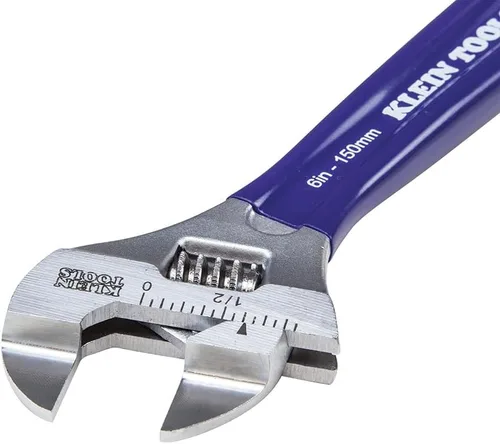 Vista 5 de Klein Tools D86934 Llave ajustable, forjada con mandíbula más delgada y un acabado cromado pulido, 6 pulgadas