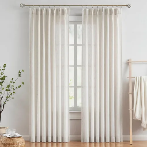 Vista 60 de Vision Home - Cortinas plisadas y semitraslúcidas con ganchos, mezcla de lino texturizado, filtran la luz, para sala, dormitorio, 2 paneles, 40 x 63