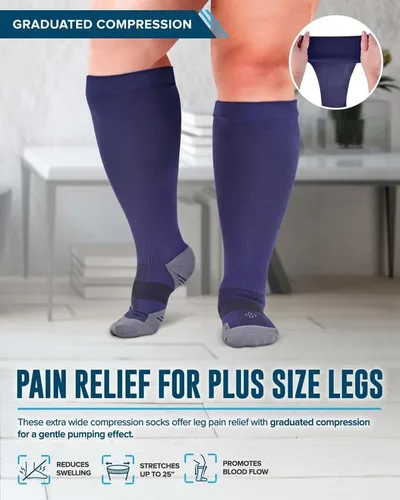 Vista 2 de Doctor's Select 3 Pairs Plus Size Compression Socks Wide Calf - Upt o 6XL 20-30 mmHg Compression Socks for Women Wide Calf