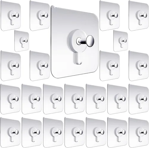 Vista 9 de Ganchos de tornillo adhesivos para pared sin taladrar, ganchos de tornillo adhesivos para pared, resistentes, fuertes, sin clavos, para colgar