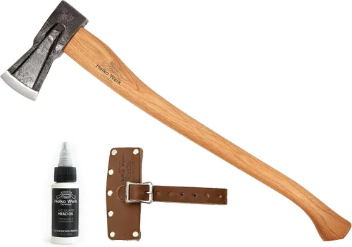 Vista 19 de 1844 Helko Werk Alemania - Juego de 3 ejes (3 ejes) Splitting Axe 3 Set Collection: The Saxon The Spaltaxt y The Mini Spalter con fundas de cuero